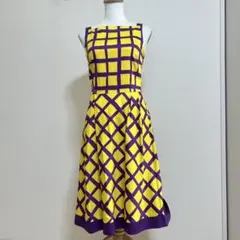 marimekko マリメッコ ノースリーブワンピース 34 総柄 イエロー