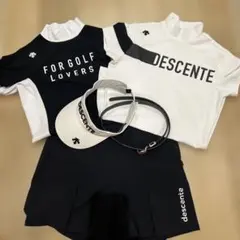 新品未使用タグ付き]DESCENTE 黒モックネックニット・スカートセット