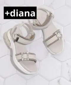 +diana ビジューバックルエアクッションスポサン スポーツサンダル グレー