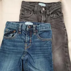 デニムブルーとグレーの長ズボン　95cm