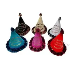 バースデーハット お誕生日 帽子 三角帽子 キラキラ6点セット 6色