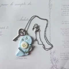 ハンドメイドネックレス ボタン 森ガール y2k フェアリーグランジ 羽 天使