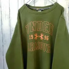 アンダーアーマー 1996 ロゴ カレッジ風 スウェット カーキ L 古着