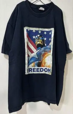00s マーベル　キャプテンアメリカ Tシャツ ネイビー　XL