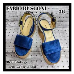 FABIO RUSCONI 美脚スエードウェッジサンダル36 未使用に近い極美品