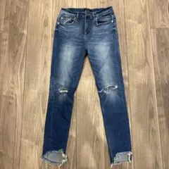JEANASISダメージ加工 デニムパンツ ブルーのサムネイル