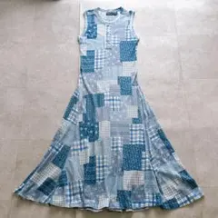 美品✨ ポロラルフローレン パッチワーク ダブルニットスリーブレス ドレス 近年