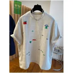 Tシャツ 大きいサイズ 刺繍 ゆったり カジュアル トップス 夏物コーデ