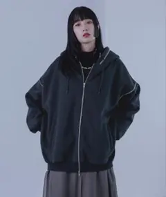 Ellno Losetダブルジップステッチパーカー