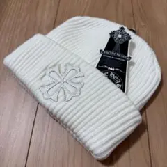 当日発送残り１点 ニット帽ビーニー帽子クロムロゴキャップホワイト