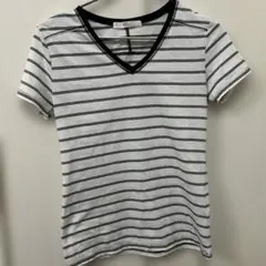 AZUL by moussy ボーダーTシャツ Vネック Y2K マウジー