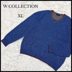 極美品【W COLLECTION】Vネックニットセーター XL 青 メンズ