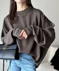 JaVaジャバ コラボ上品な抜け感と艶感◎ドルマンダンボール素材ビッグトレーナー