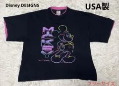 90s USA製 ディズニー パーク限定 ミッキー Tシャツ ネオン ビンテージ