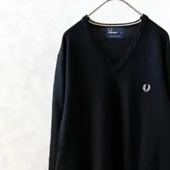 FRED PERRY ニット セーター メリノウール100% ロゴ刺繍 シンプル