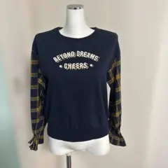 ネイビー チェック柄 トレーナー