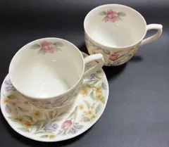 ティーカップ＆ソーサー 花柄 カップ2客　ソーサー1個のみ