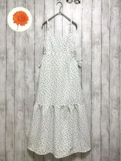 F【ダブルクローゼット】サイドオープンリボンワンピース　小花柄ホワイト