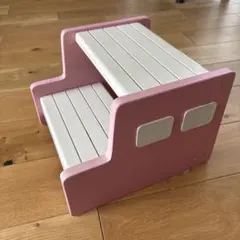 木製 二段式踏み台 ピンク