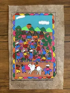 メキシコ 絵画 アート アマテ絵② - メルカリ