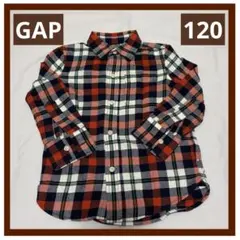 GAP キッズ ネルシャツ XS 120cm チェック柄 レッド系