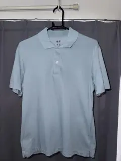UNIQLO AIRismカノコポロシャツ半袖(ボタンダウン)　水色(M)