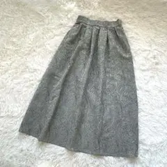 three quarter〔F〕ジャガードペイズリー ロングスカート ふんわり