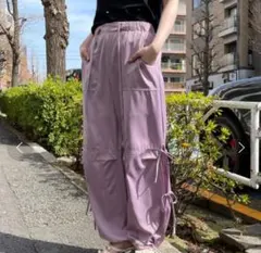 one Way 薄紫 カーゴパンツ サイドポケット、サイドリボン付きのサムネイル