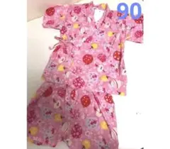 【ピンク】女の子甚平浴衣夏祭り柄金魚サクラ柄