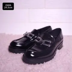 ZARA トラックソール ビジュー ローファー 24.5cm