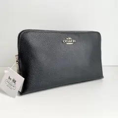 コーチ COACH ポーチ コスメティックポーチ レザー ブラック 新品保管のサムネイル