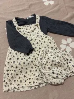 ZARA コーデュロイジャンパースカート＆花柄ブリーフ ポインテルレースTシャツ