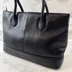 ノーブランド シンプルデザイン 本革 レザー トートバッグ 黒(ブラック)のサムネイル