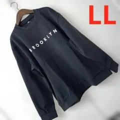 LLサイズメンズプリントトレーナー　ブラック