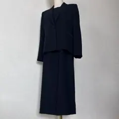 C896 美品 東京ソワール ワンピーススーツ 11号 ブラックフォーマル 上下