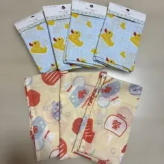手ぬぐい風タオル セリア　アヒル　お祭り　7枚セットのサムネイル