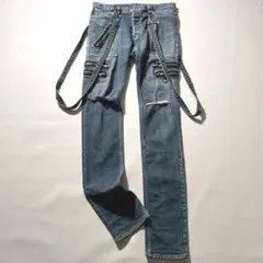 【y2k】KIDILL マインデニム サスペンダー付き ジップデニムパンツ 46のサムネイル