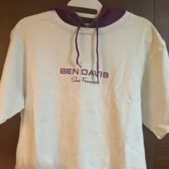 BEN DAVIS フード付き Tシャツ L ホワイト/パープル