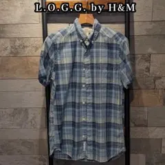 H&M L.O.G.G. 半袖シャツ　メンズ　チェック柄　ブルー　Mのサムネイル