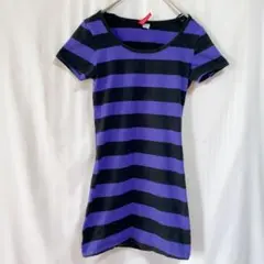 DIVIDED 紫と黒のストライプ Tシャツ 36【XS】　H&Mのサムネイル