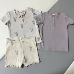 H&M Tシャツ レギンス9-12M パープル 花柄