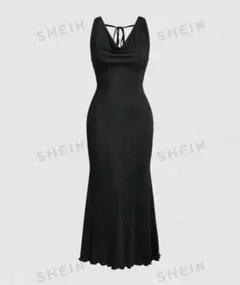 SHEIN 黒 ノースリーブ ロングワンピース