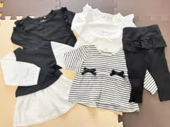 女の子 ロンT まとめ売り 80 モノトーン 保育園　フォーマル　リボン　春