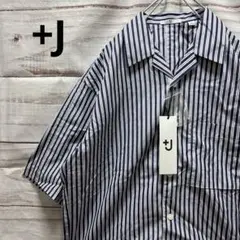 新品 +J スーピマコットンオーバーサイズシャツ 半袖 ストライプ M タグ付きのサムネイル