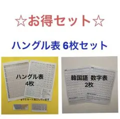 ハングル表　6枚セット B5