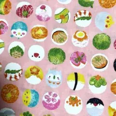和柄 お寿司 時々 小鳥 ふくろう ピンク 生地 はぎれ ハンドメイド 素材