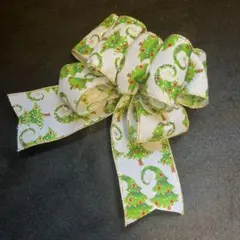 クリスマスリース用リボン 完成品 クリスマスツリー柄