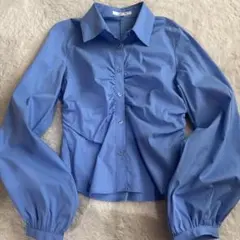 MOUSSY ブルー 長袖シャツ ギャザーデザインのサムネイル