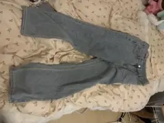 ライトグレー デニム ワイドレッグパンツ