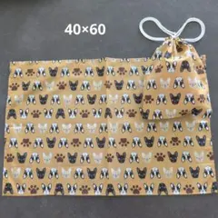 F949巾着袋　ハンドメイド フレンチブルドッグ　カフェオレ色